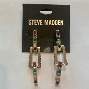 Steve Madden Gold Multi Color Link Earrings